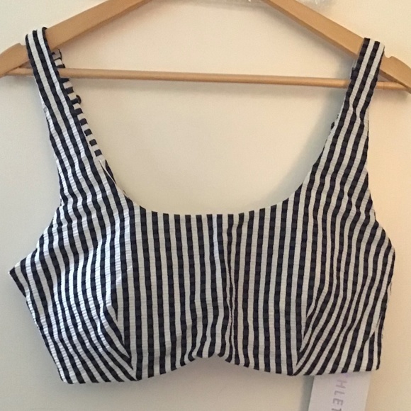 NWT Athleta Seersucker Scoop Bra-sized Bikini Top 40 D/DD - Picture 4 of 6